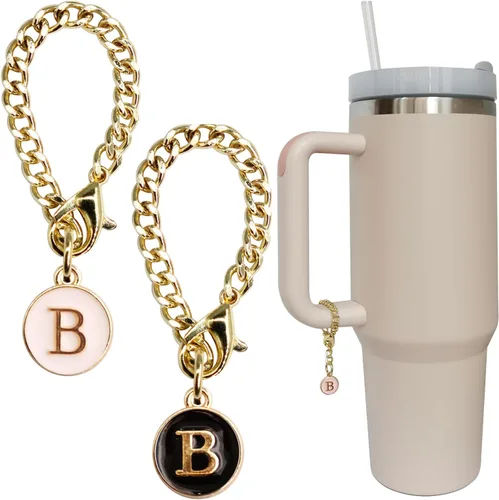 Vista 7 de Accesorios de dije de letra para vaso Stanley, 2 unidades, identificación con inicial de nombre, personalizable, para vaso Stanley