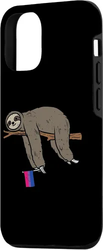 Vista 2 de Funda de regalo para iPhone 13 Pro Bisexual Pride Flag Lazy Sloth Bi LGBTQ Animal Lover
