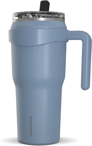 Vista 18 de Hydrapeak Roadster - Botella de agua de acero inoxidable de 40 onzas con aislamiento al vacío de doble pared con asa y tapa con popote 2 en 1