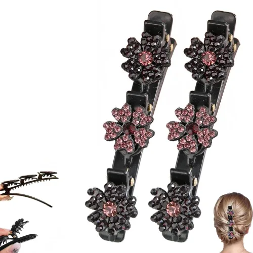 Vista 8 de Pinzas de pelo trenzadas para mujeres y niñas, 2025 nuevas pinzas de pelo con piedras de cristal brillantes, pinzas cortas de pico de pato