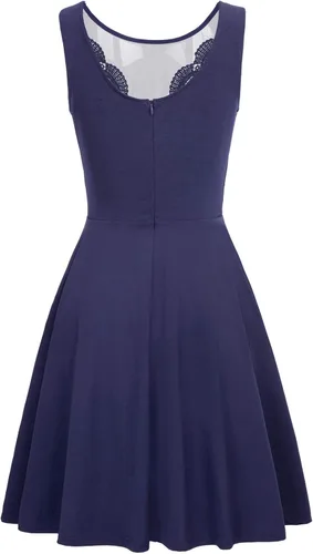Vista 3 de GRACE KARIN - Vestido de fiesta acampanado sin mangas con encaje y cuello en V profundo para mujer