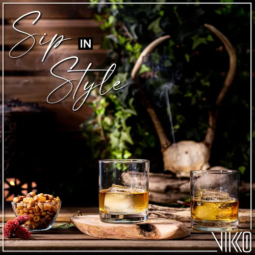 Vista 3 de Vikko Vasos de whisky, vasos de whisky de 10.25 onzas, juego de 6 vasos antiguos, vidrio de barra transparente, base resistente