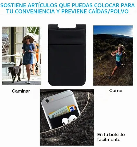 Vista 8 de Hoblaze Funda elástica para tarjetas de crédito, con bolsillo para tarjetas de crédito, funda adhesiva 3M, compatible con teléfonos inteligentes