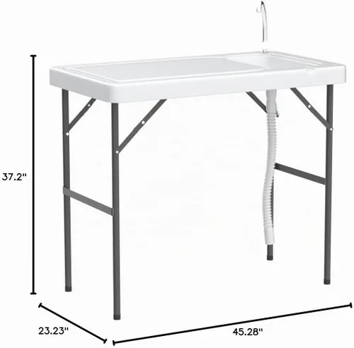 Vista 3 de Old Cedar Outfitters Mesa de limpieza de peces y caza con fregadero y patas plegables