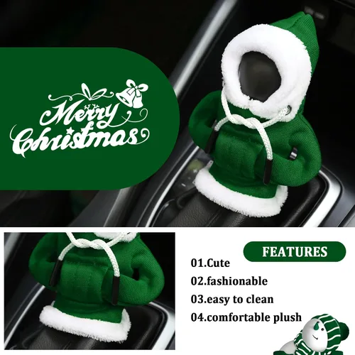 Vista 3 de Cubierta para palanca de cambios de coche con capucha OFBAND, cubierta para perilla de cambios de coche de Navidad para palanca de cambios