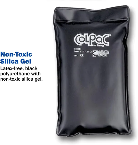 Vista 5 de Chattanooga ColPac, paquete de hielo de gel reutilizable para terapia de frío, 6.5 x 11 pulgadas, paquete de 2 unidades, poliuretano negro, con una