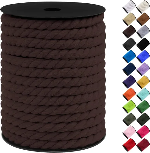 Vista 26 de Cordón de macramé de algodón, 0.315 in x 131 pies, hilo grueso para manualidades, cuerda trenzada de 3 hebras para colgar en la pared, ganchos