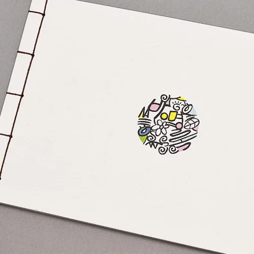 Vista 2 de GoGam - Libro de visitas de papel HANJI de estilo tradicional coreano (11.8 x 7.87 pulgadas), cuaderno encuadernado con nudo de hilo, bloc de notas