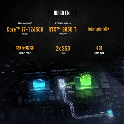 Vista 2 de ASUS TUF Dash 15 (2022) Laptop para juegos, pantalla FHD de 15.6 pulgadas 144Hz, Intel Core i7-12650H, GeForce RTX 3050 Ti, 16 GB DDR5, 512 GB SSD