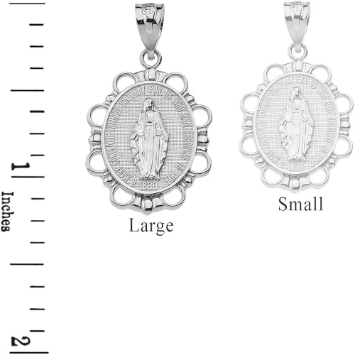 Vista 2 de Religious Jewelry by FDJ 925 Sterling Silver Miraculous Medal Of Blessed Virgin Mary Pendant Necklace with Rolo Chain and Pendant only (Large)