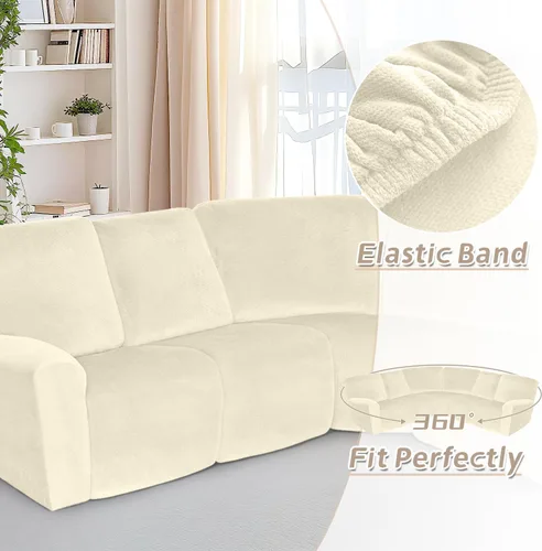 Vista 697 de Arfntevss Fundas de sofá seccional reclinable de terciopelo, Funda de sofá seccional de esquina para sofá reclinable, Funda elástica suave