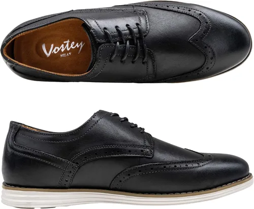 Vista 3 de Vostey Zapatos de vestir de cuero para hombre, zapatos de vestir casuales para hombres, zapatos de cuero Oxford para hombres