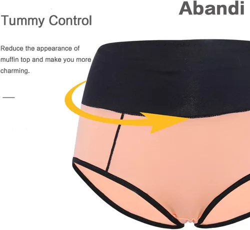 Vista 6 de Ropa interior de algodón para mujer, de cintura alta, elástica, cobertura completa, suave, talla grande, con control de abdomen, paquete de 5