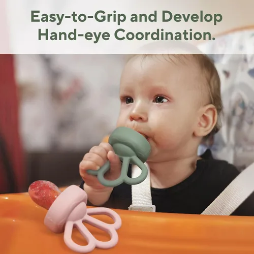 Vista 2 de Carrot Baby - Alimentador de alimentos de frutas frescas y paquete de 2 alimentadores de malla de silicona, autoalimentación segura para bebés