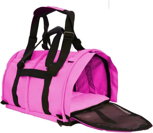 Vista 7 de SturdiBag XL - Transportador de viaje para mascotas: altura flexible para gatos y perros, lados suaves con clips de seguridad y correas
