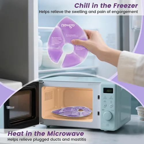 Vista 6 de NEWGO Almohadillas de terapia mamaria de gran tamaño, esenciales para lactancia materna, paquetes de hielo de gel frío y caliente para lactancia