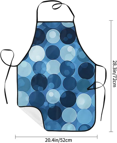 Vista 4 de Patrón de lunares azules – Delantal impermeable, con 2 bolsillos para hombres y mujeres, para cocina, cocina, jardinería, pintura, hornear