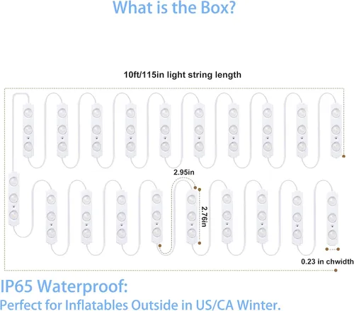 Vista 5 de Luces de repuesto blancas de 12 V para inflables con almohadilla autoadhesiva, 20 unidades, 3 LED, ideal para inflables de vacaciones en el patio