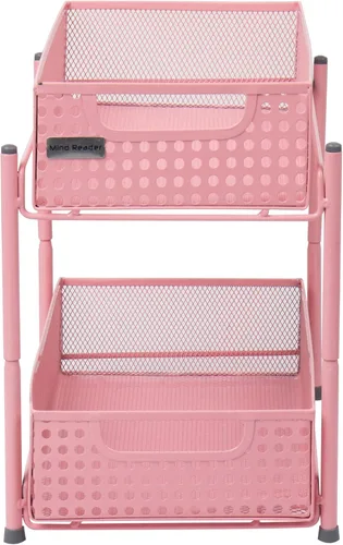 Vista 6 de Mind Reader HCABASK2T-BLK - Armario de 2 niveles, talla única , 2 niveles de color rosa resistente.