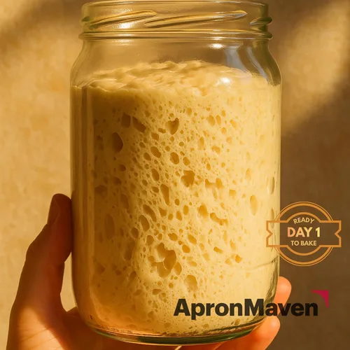 Vista 2 de Apron Maven Iniciador de masa madre rígida, estilo bávaro alemán, cultivo vivo de baja hidratación para hornear pan de masa agria, instrucciones