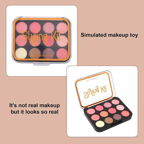 Vista 4 de Juego de 10 piezas de maquillaje para niños, juego de maquillaje falso realista para niñas de 3 a 5 años, juguete cosmético, regalo perfecto