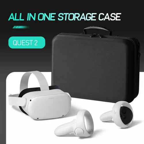 Vista 7 de Hard Carrying Case for Oculus Quest 2 VR Gaming Headset Strap and Touch Controllers, Accurate Custom fit Foam Cutout Protective Storage Carrying Bag