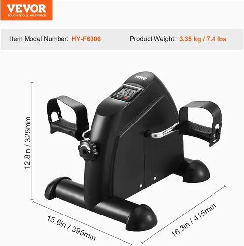 Vista 7 de VEVOR Ejercitador de pedal de bicicleta para debajo del escritorio, mini bicicleta estática para ejercicio de brazos/piernas, ejercitador de pedal
