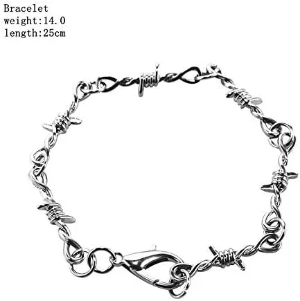 Vista 2 de Juego de collar de espinas blancas y negras con cadena de metal de seguridad para mujeres hombres niños y niñas joyería gótica fresca