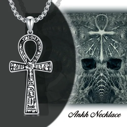 Vista 6 de SLIACETE 925 Sterling Silver Ankh CrossStethoscopeAngelMoonPink RibbonEvil EyeSnowflakePlanetMountain Pendant Necklace Jewelry Gift for Women