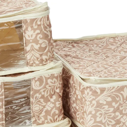 Vista 4 de Hudson Damask China Juego de contenedores de almacenamiento de 8 piezas, bronceado, beige