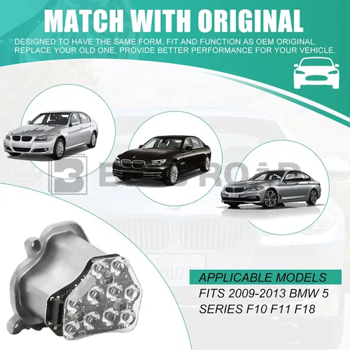 Vista 5 de Módulo LED de señal de giro izquierdo, lado del conductor, compatible con BMW Serie 5 F10 F11 F18 2009-2013 (sustituye a 63117271901)
