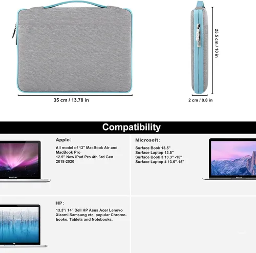 Vista 2 de Hseok - Funda para computadora portátil de 13 a 14 pulgadas, maletín compatible con MacBook Pro de 14 pulgadas M4/M3/M2/M1, todos los modelos de Mac