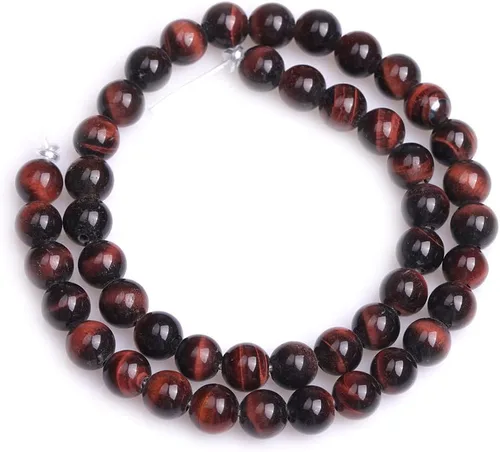 Vista 5 de JOE FOREMAN Cuentas de ojo de tigre rojo natural de 0.236 pulgadas (0.236 in), piedras preciosas semipreciosas, chakras redondas de agujero grande