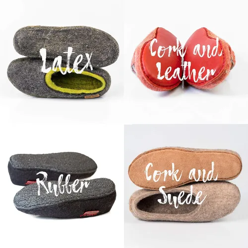 Vista 6 de Felted Wool Women's Slippers COCOON - Purple Rainbow Boiled Wool House Shoes
