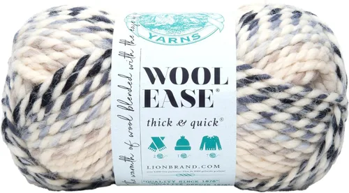 Vista 208 de Lion Brand Yarn - Ovillo de lana Wool-Ease Thick & Quick color fuerza aérea Super Bulky Wool Acrylic Blend Fiber for Soft Hats, Sweaters, Chunky