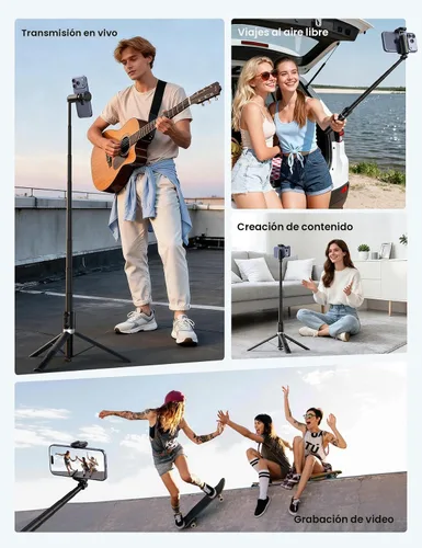 Vista 6 de Lamicall Trípode de 65" para iPhone 0.77lb Selfie Stick con control remoto Negro
