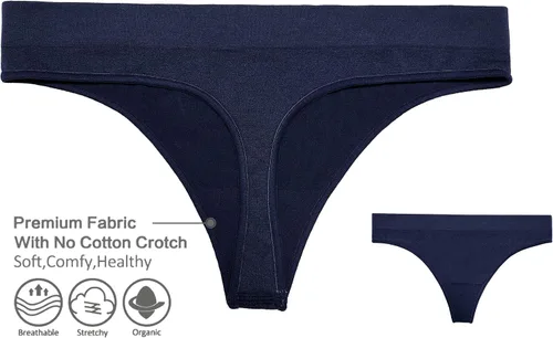 Vista 6 de Nowketon - Tanga para mujer sin costuras no se transparenta ropa interior de nailon elástico y elastano