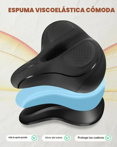 Vista 3 de Asiento de bicicleta de gran tamaño, asiento de bicicleta ancho para comodidad de mujeres y hombres, sillín de bicicleta universal impermeable