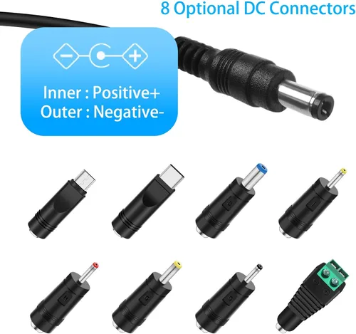 Vista 4 de Cable de fuente de alimentación de 5 V 2 A, CA 100-240V a CC 10 W, enchufe de cargador de pared universal, cable de alimentación de 5 voltios, 2