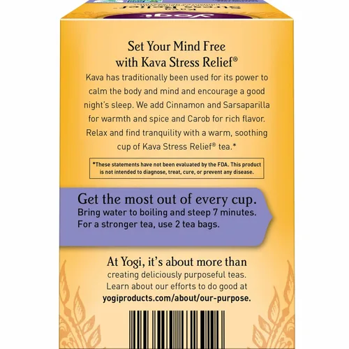 Vista 3 de Yogi Tea Kava - Té para aliviar el estrés, 16 bolsas de té por paquete (4 paquetes), hecho con té relajante orgánico, sin cafeína, incluye cápsula