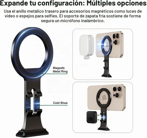 Vista 5 de elitehood Soporte para trípode Magsafe de aluminio, soporte de teléfono compacto para trípode con placa de liberación rápida Arca Swiss y adaptador