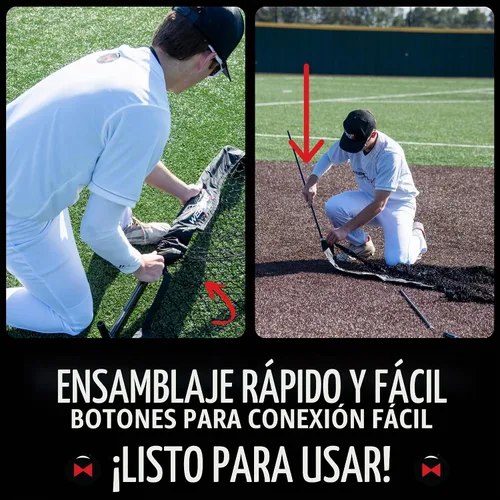 Vista 5 de Web Flex® 7x7 ft Portable Baseball & Softball Batting Practice Screen Net, Durable Nylon & Metal Frame, Protective Batting Net for Pitching &