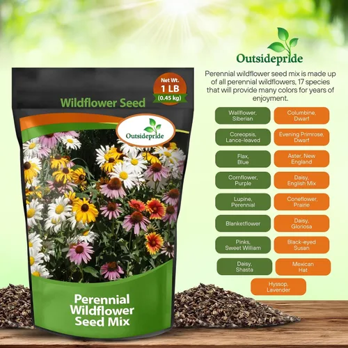 Vista 6 de Outsidepride Mezcla de semillas de flores silvestres perennes de 1 libra para todos los estados