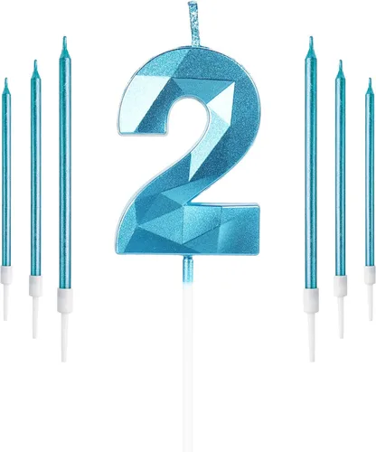 Vista 23 de Vela rosa de cumpleaños número 1 con 6 velas largas, decoraciones de decoración de pastel para fiesta de niña de 1 año, suministros de celebración