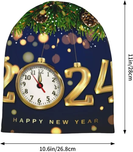 Vista 5 de Año del Dragón Feliz Año Nuevo Chino 2024 Gorro para hombres y mujeres de punto cálido Casual Sombreros Clásico Gorro de invierno