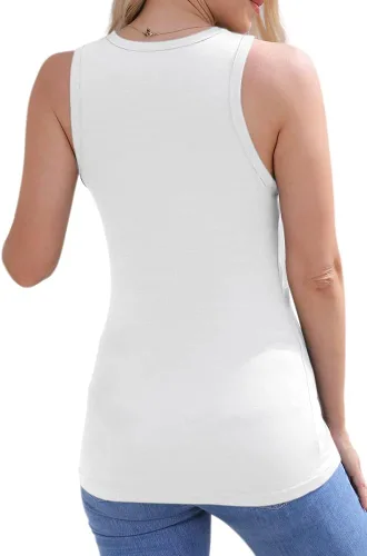 Vista 4 de GeGekoko Camisetas sin mangas con cuello redondo para mujer, para verano, casual, básicas