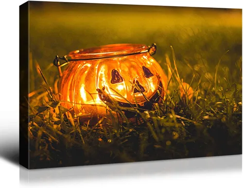 Vista 20 de Denozer - Decoración de pared de calabaza de Halloween, pósteres de regalo, decoración del hogar, arte de pared, imágenes en lienzo HD, estiradas