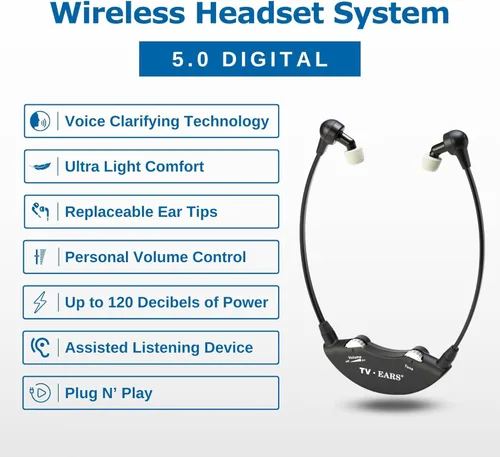 Vista 2 de TV Ears 5.0 Sistema de audífonos digitales. Negro