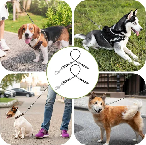 Vista 5 de Xindojuz - 2 correas extensoras de correa para perros a prueba de mordidas para entrenamiento, correas retráctiles resistentes para perros pequeños