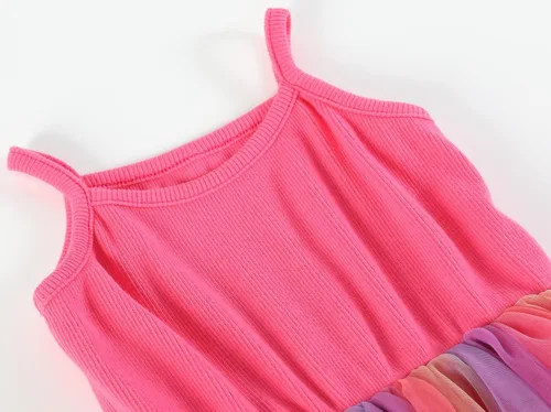 Vista 3 de Vestido tutú de manga larga para niñas pequeñas, sin mangas, vestido de tul de princesa